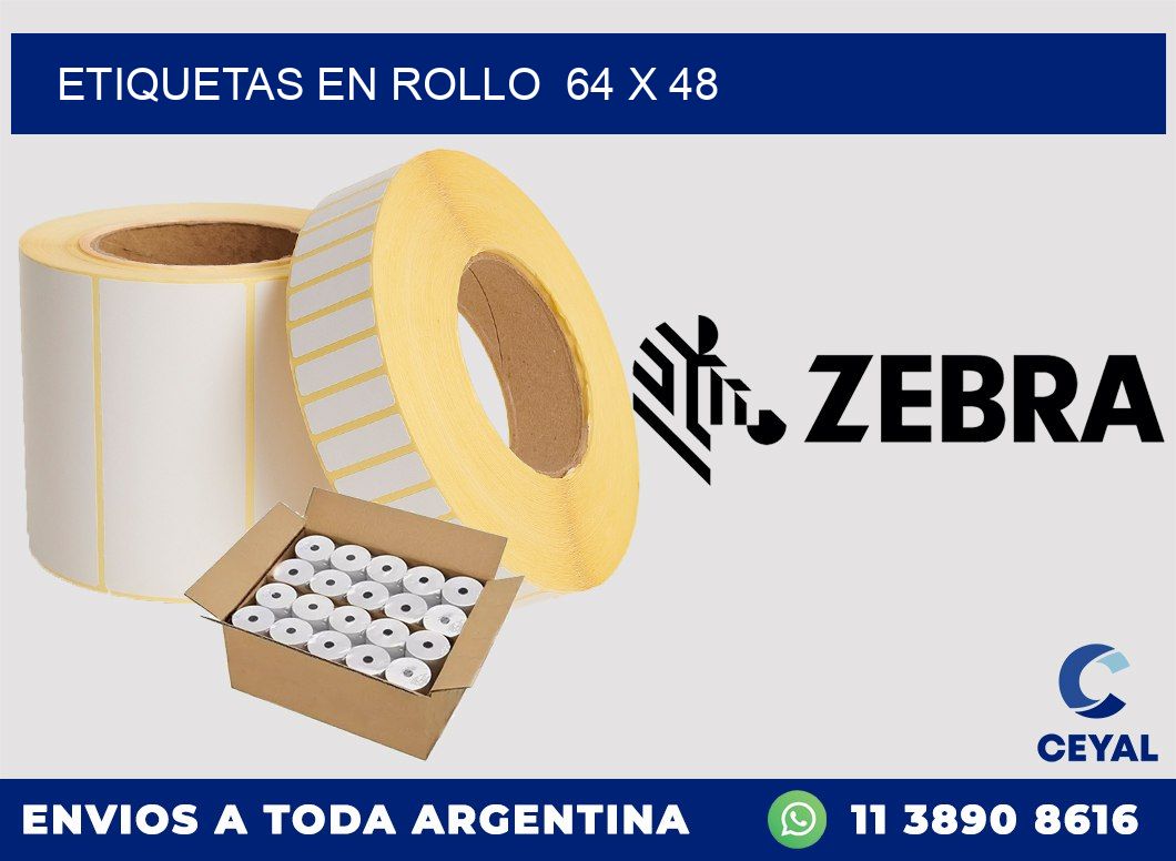 ETIQUETAS EN ROLLO 64 x 48