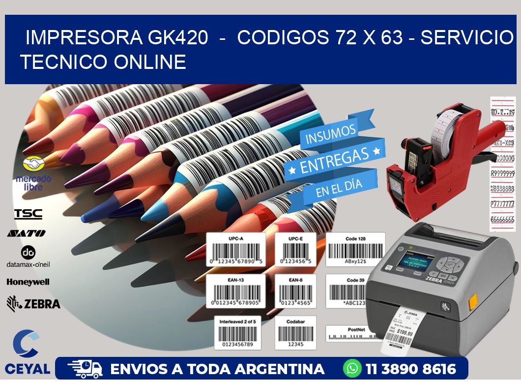 IMPRESORA GK420  -  CODIGOS 72 x 63 - SERVICIO TECNICO ONLINE