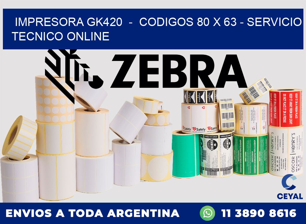 IMPRESORA GK420  -  CODIGOS 80 x 63 - SERVICIO TECNICO ONLINE