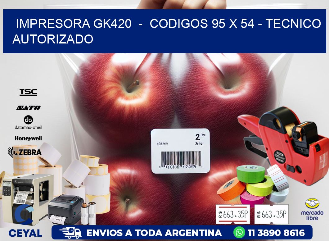 IMPRESORA GK420 - CODIGOS 95 x 54 - TECNICO AUTORIZADO