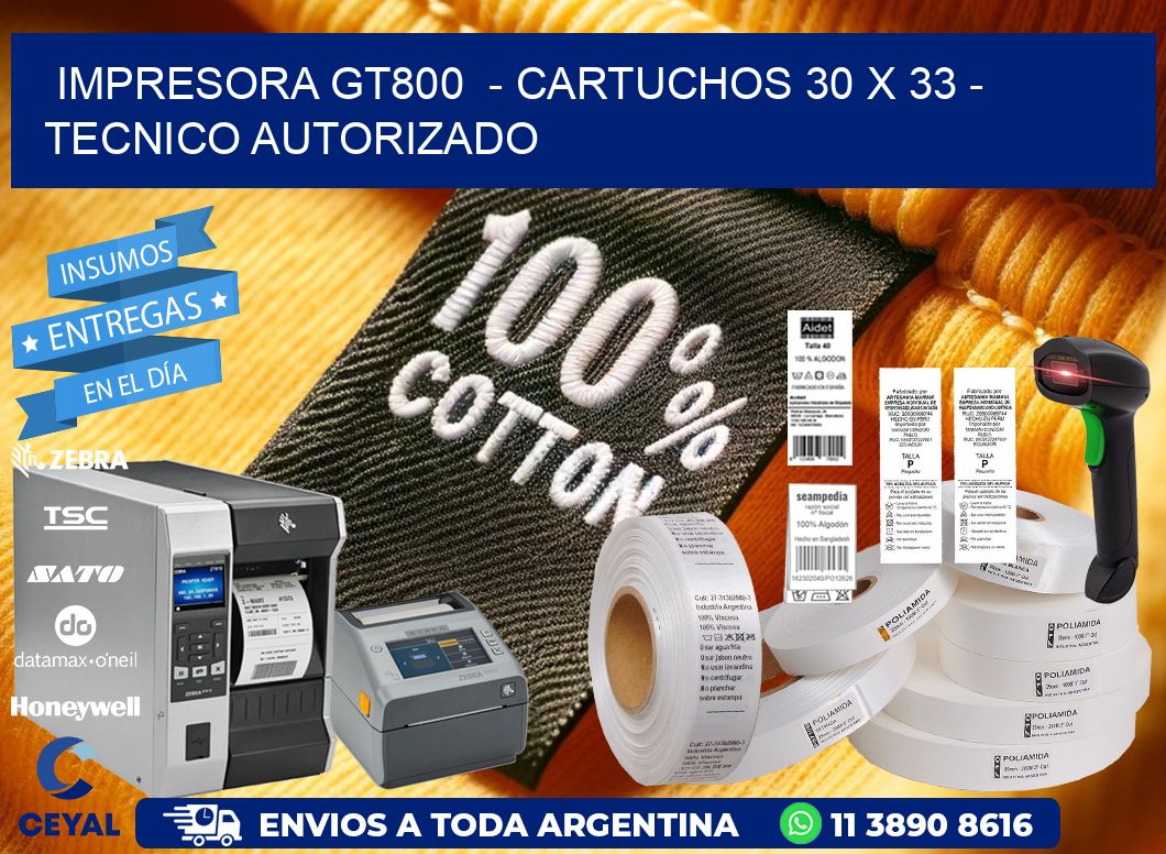 IMPRESORA GT800  - CARTUCHOS 30 x 33 - TECNICO AUTORIZADO