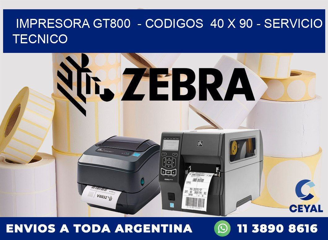 IMPRESORA GT800  - CODIGOS  40 x 90 - SERVICIO TECNICO