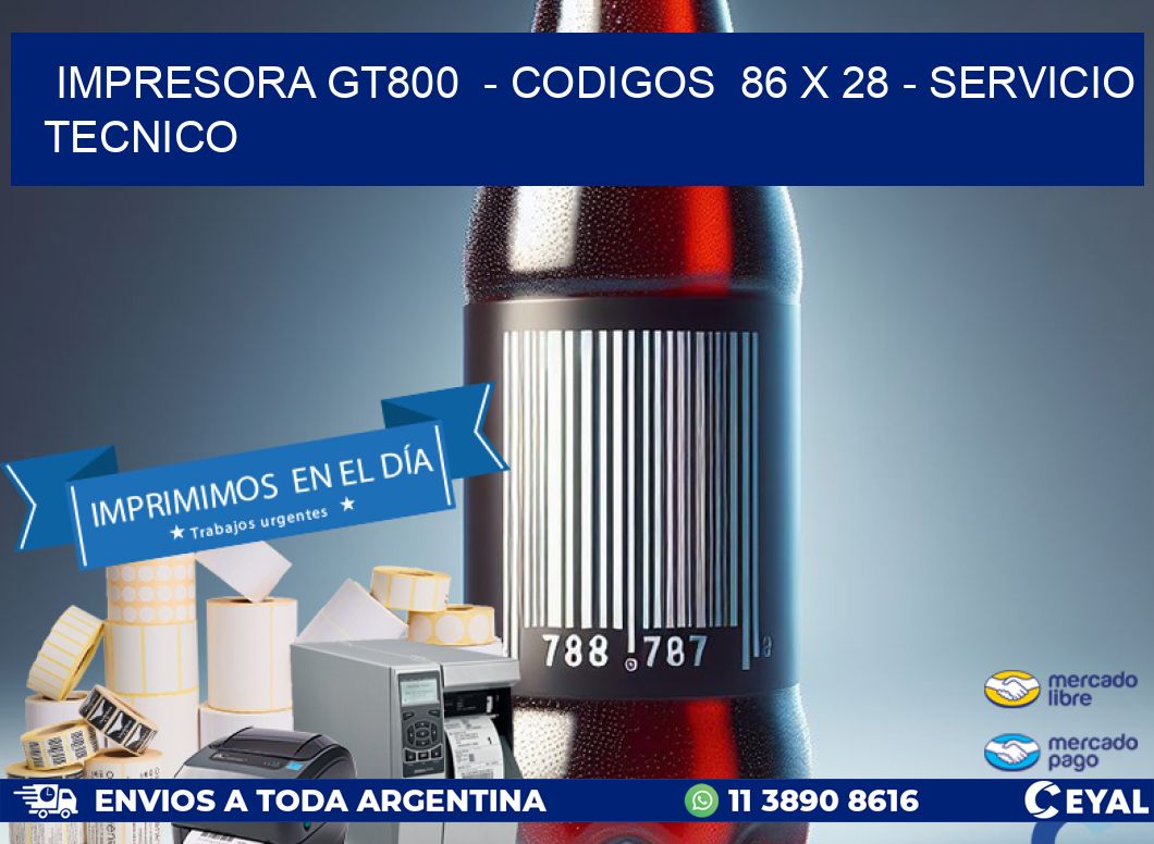 IMPRESORA GT800  – CODIGOS  86 x 28 – SERVICIO TECNICO