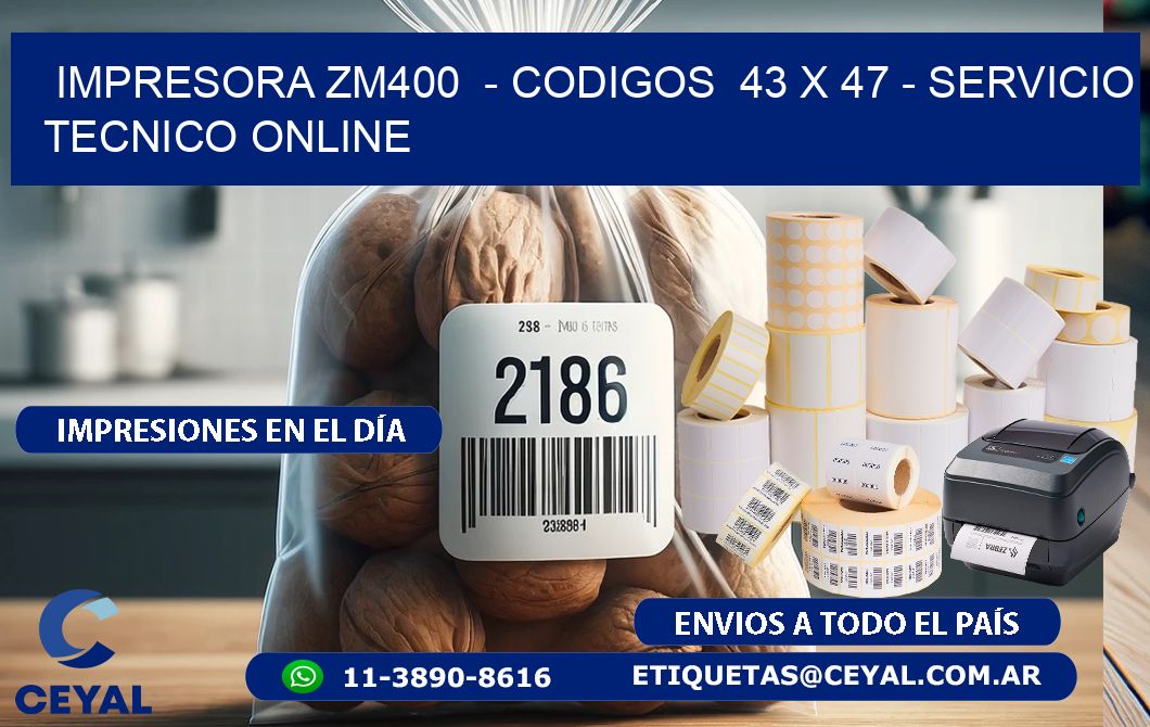 IMPRESORA ZM400 - CODIGOS 43 x 47 - SERVICIO TECNICO ONLINE