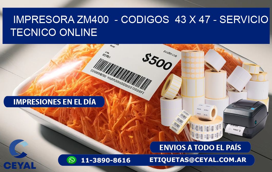 IMPRESORA ZM400 - CODIGOS 43 x 47 - SERVICIO TECNICO ONLINE