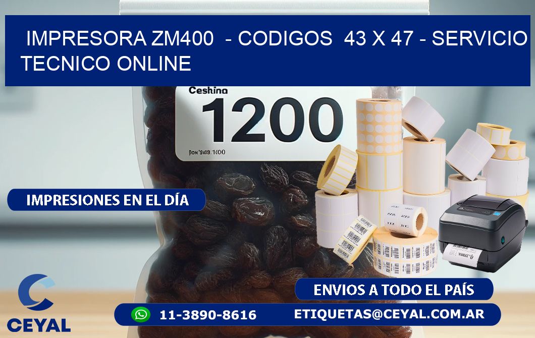 IMPRESORA ZM400  – CODIGOS  43 x 47 – SERVICIO TECNICO ONLINE