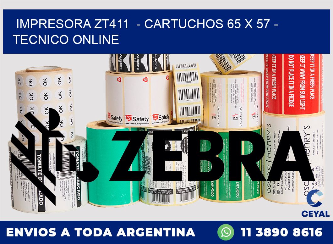 IMPRESORA ZT411  - CARTUCHOS 65 x 57 - TECNICO ONLINE