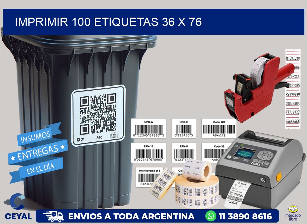 IMPRIMIR 100 ETIQUETAS 36 x 76