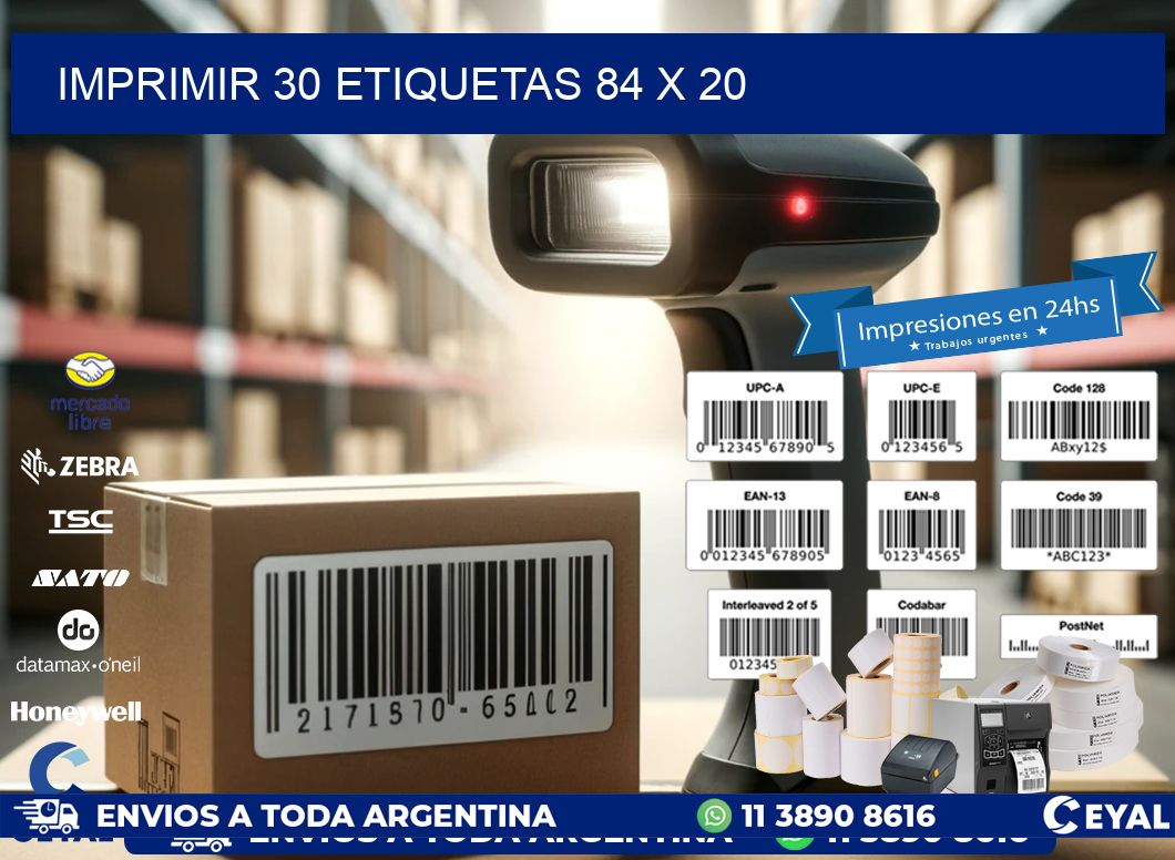IMPRIMIR 30 ETIQUETAS 84 x 20