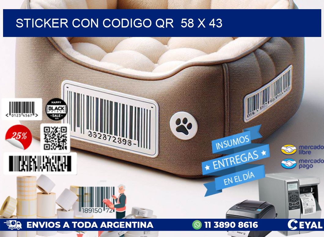 STICKER CON CODIGO QR  58 x 43
