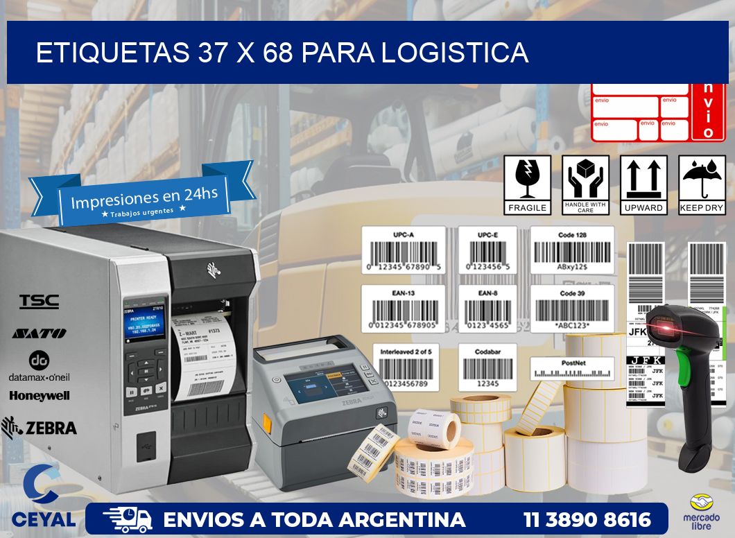 ETIQUETAS 37 x 68 PARA LOGISTICA
