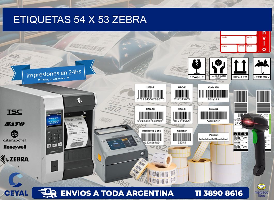 ETIQUETAS 54 x 53 ZEBRA