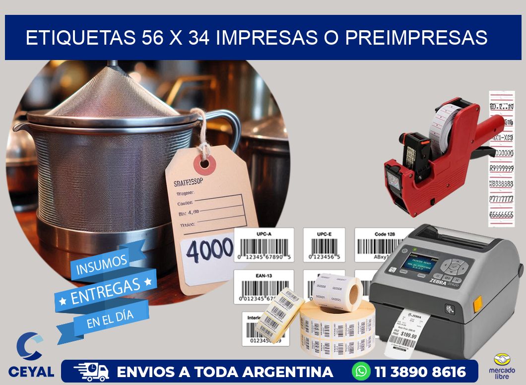 ETIQUETAS 56 x 34 IMPRESAS O PREIMPRESAS