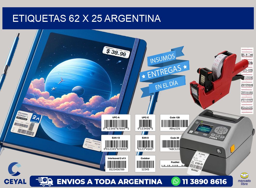 ETIQUETAS 62 x 25 ARGENTINA
