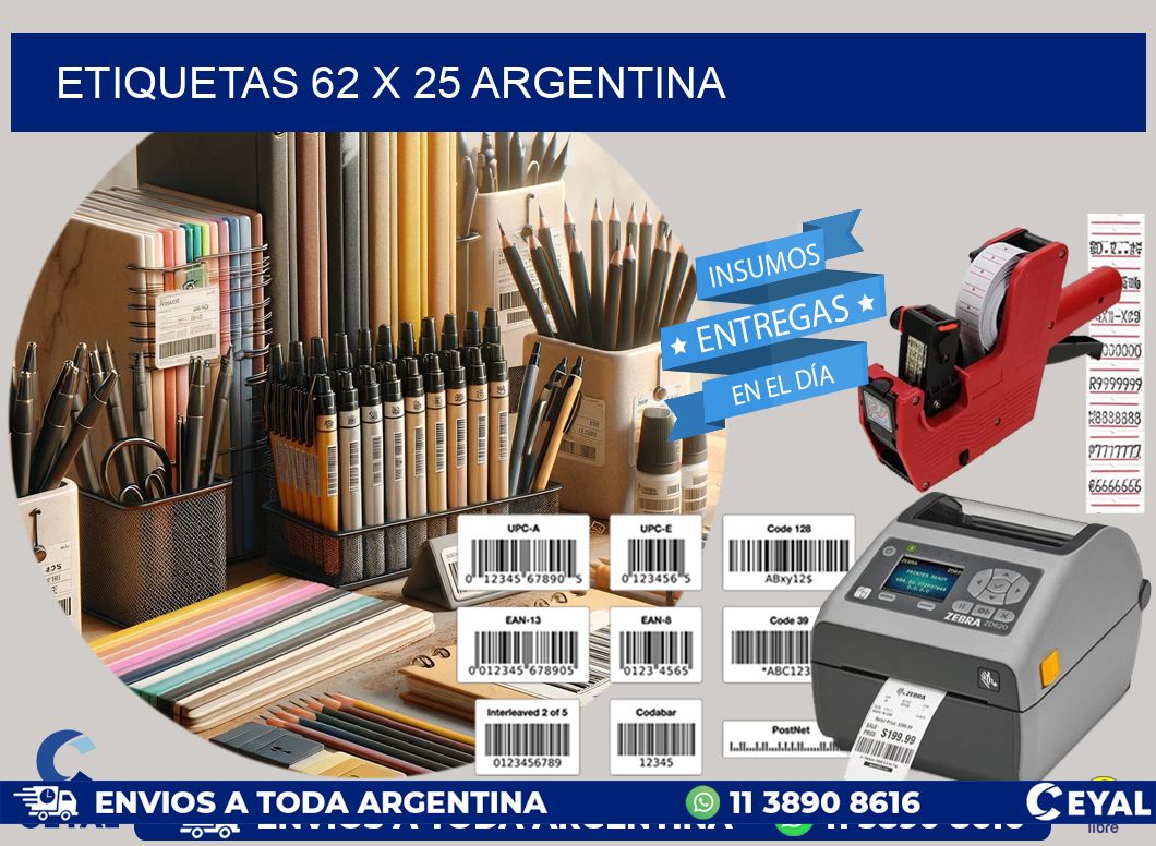 ETIQUETAS 62 x 25 ARGENTINA
