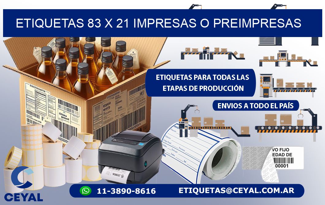 ETIQUETAS 83 x 21 IMPRESAS O PREIMPRESAS
