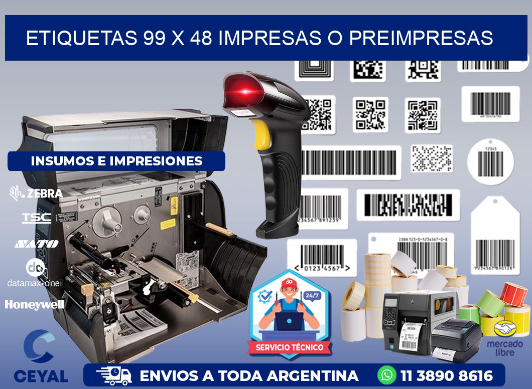 ETIQUETAS 99 x 48 IMPRESAS O PREIMPRESAS