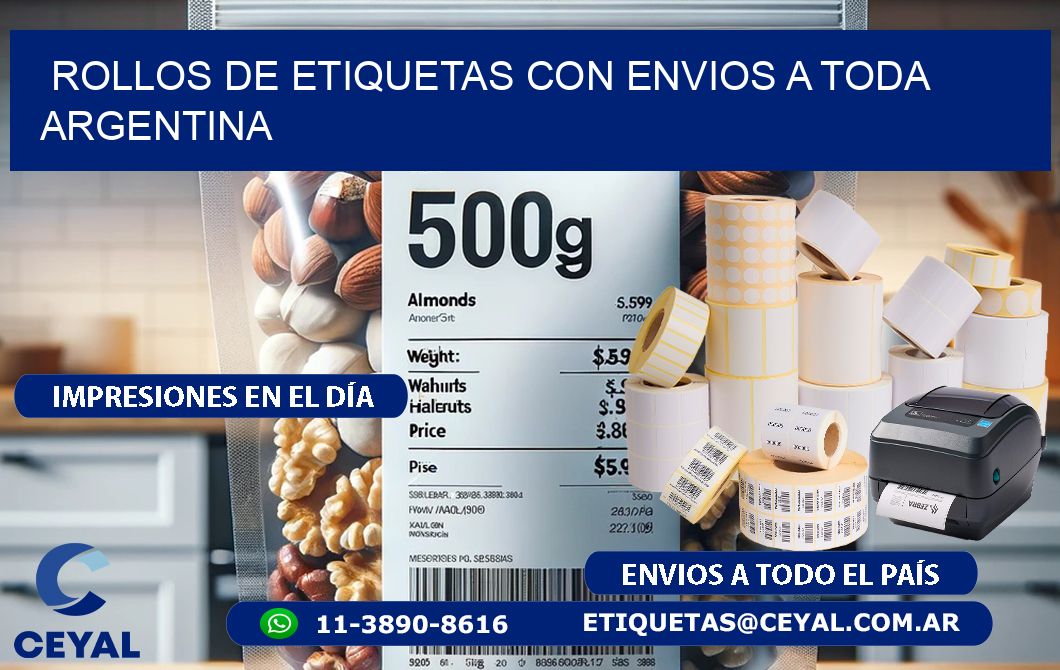 ROLLOS DE ETIQUETAS CON ENVIOS A TODA ARGENTINA