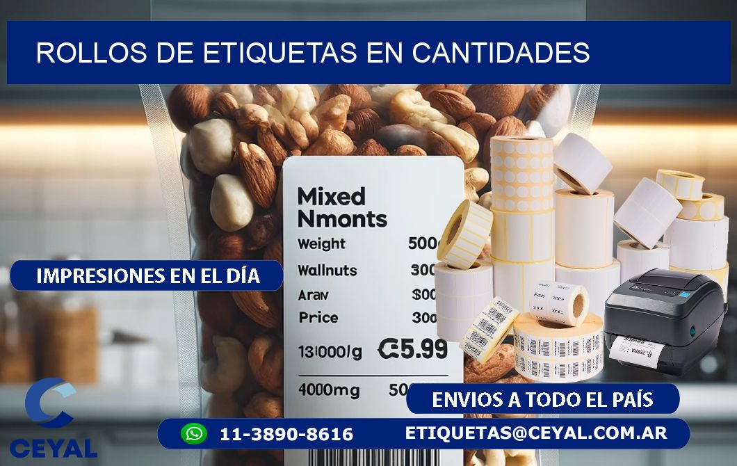 ROLLOS DE ETIQUETAS EN CANTIDADES