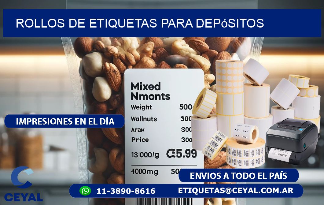 ROLLOS DE ETIQUETAS para depósitos