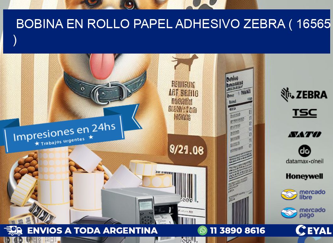 BOBINA EN ROLLO PAPEL ADHESIVO ZEBRA ( 16565 )