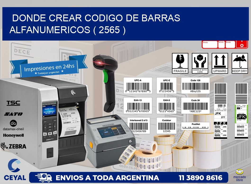 DONDE CREAR CODIGO DE BARRAS ALFANUMERICOS ( 2565 )