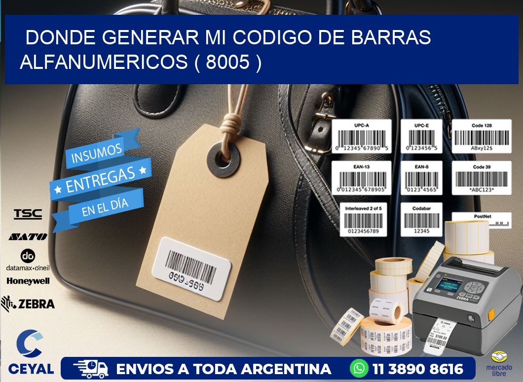 DONDE GENERAR MI CODIGO DE BARRAS ALFANUMERICOS ( 8005 )