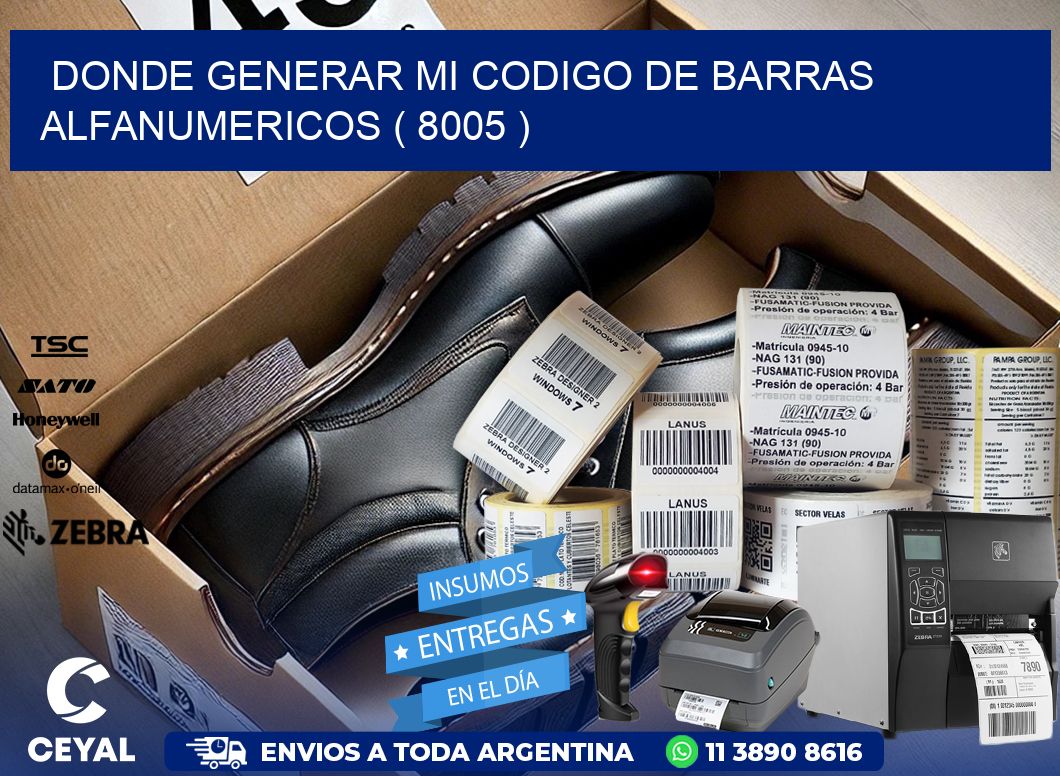 DONDE GENERAR MI CODIGO DE BARRAS ALFANUMERICOS ( 8005 )