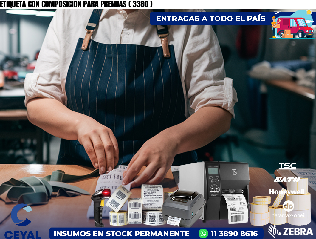 ETIQUETA CON COMPOSICION PARA PRENDAS ( 3380 )