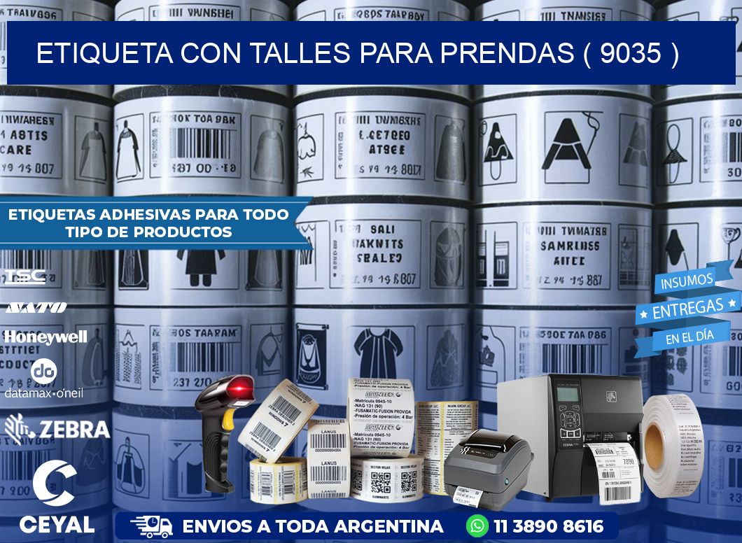 ETIQUETA CON TALLES PARA PRENDAS ( 9035 )