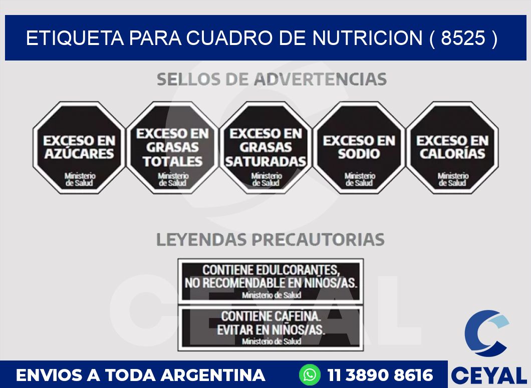 ETIQUETA PARA CUADRO DE NUTRICION ( 8525 )