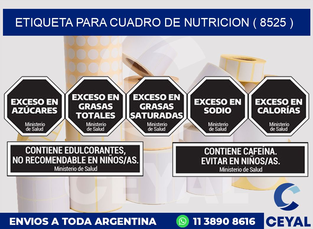 ETIQUETA PARA CUADRO DE NUTRICION ( 8525 )
