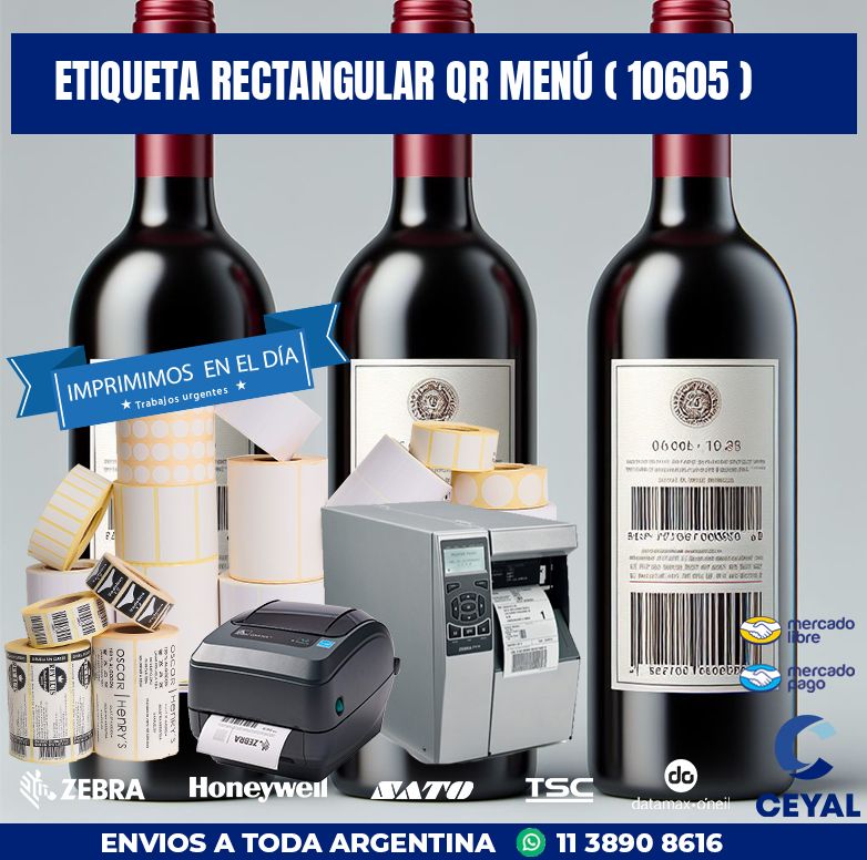 ETIQUETA RECTANGULAR QR MENÚ ( 10605 )