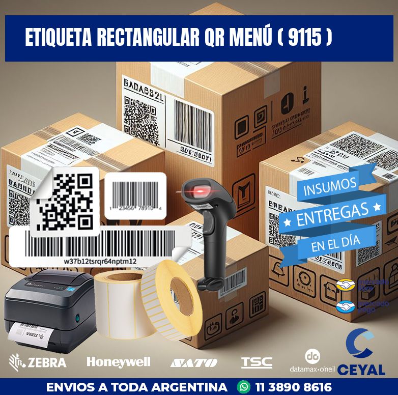 ETIQUETA RECTANGULAR QR MENÚ ( 9115 )