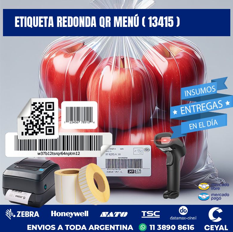 ETIQUETA REDONDA QR MENÚ ( 13415 )
