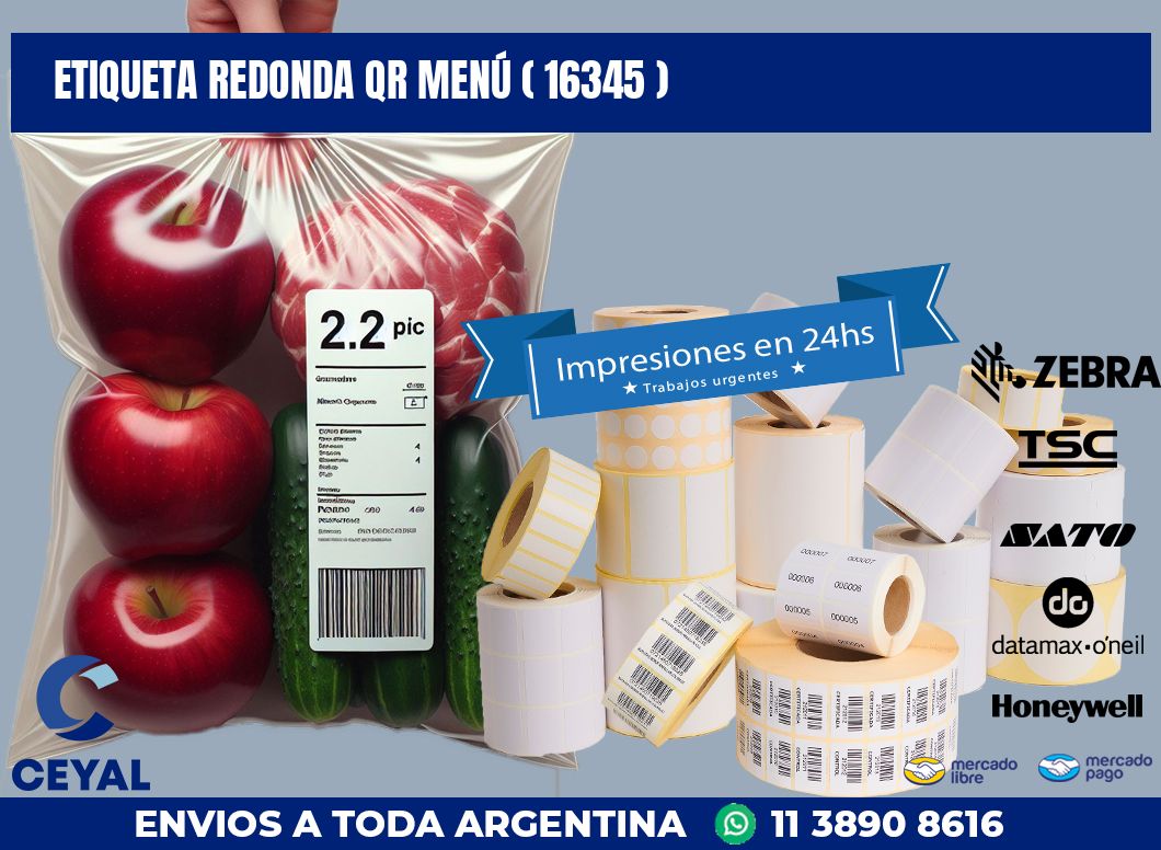 ETIQUETA REDONDA QR MENÚ ( 16345 )