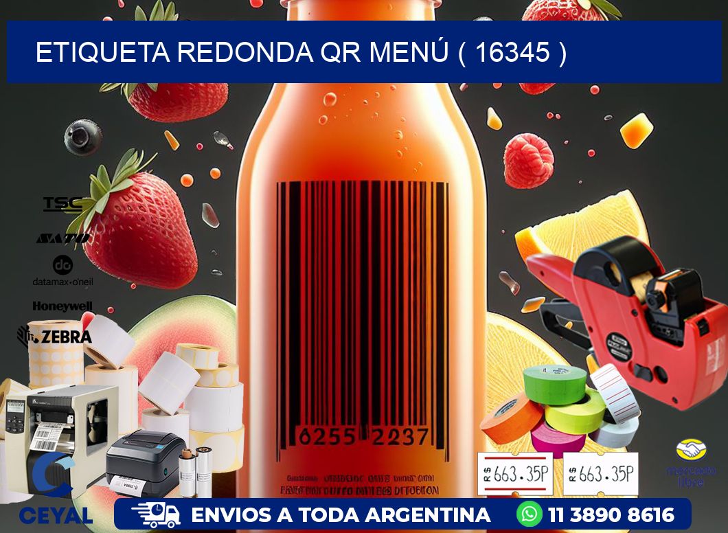 ETIQUETA REDONDA QR MENÚ ( 16345 )