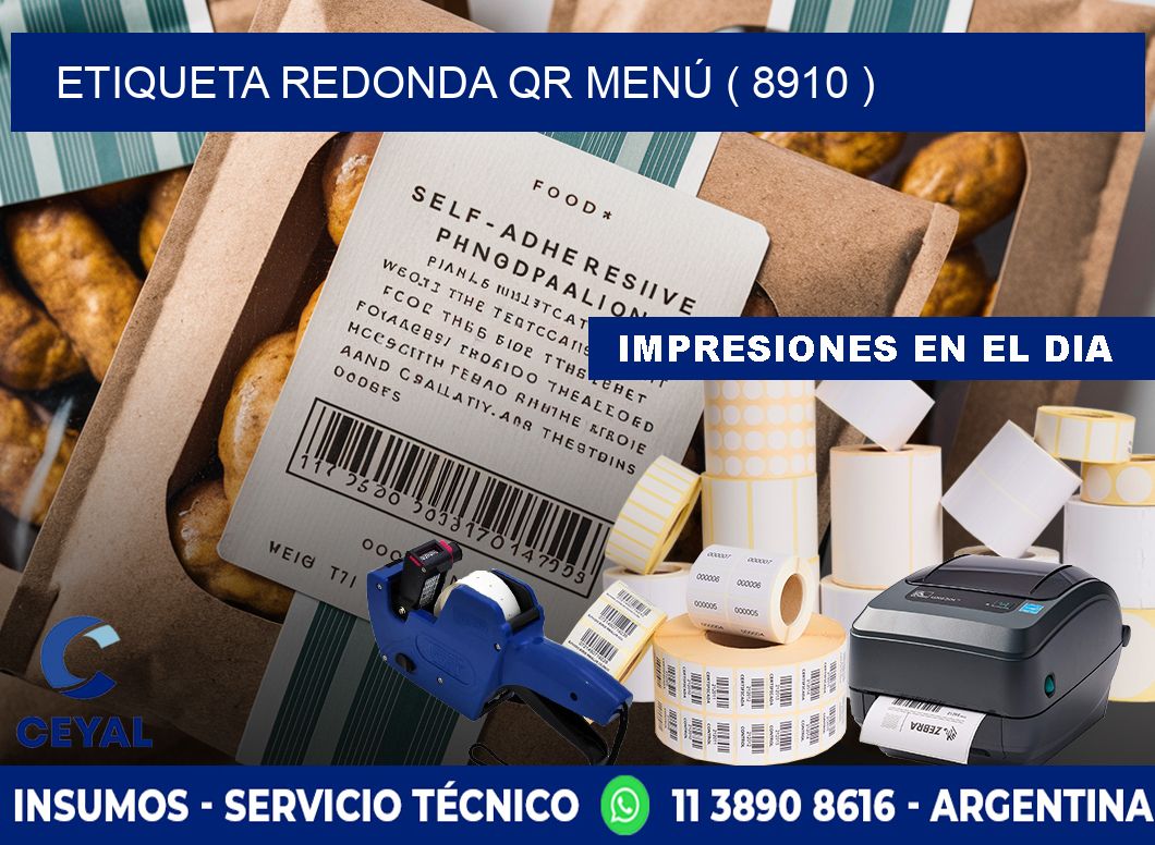 ETIQUETA REDONDA QR MENÚ ( 8910 )