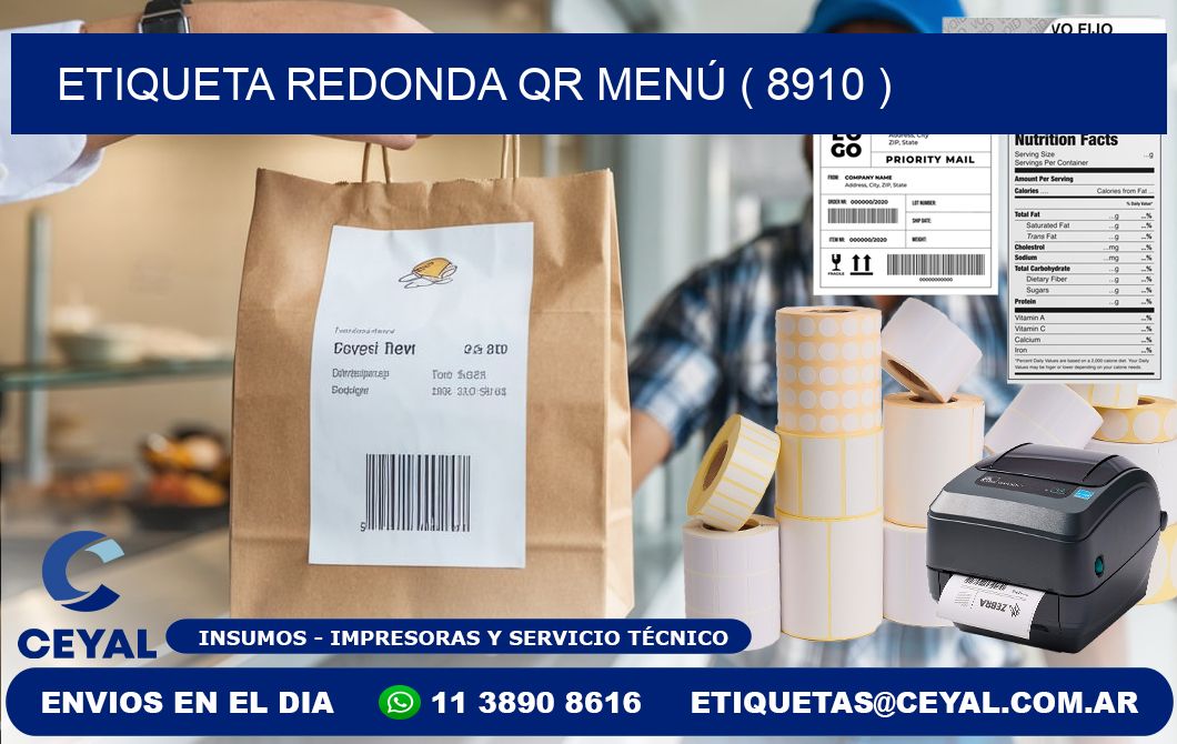 ETIQUETA REDONDA QR MENÚ ( 8910 )
