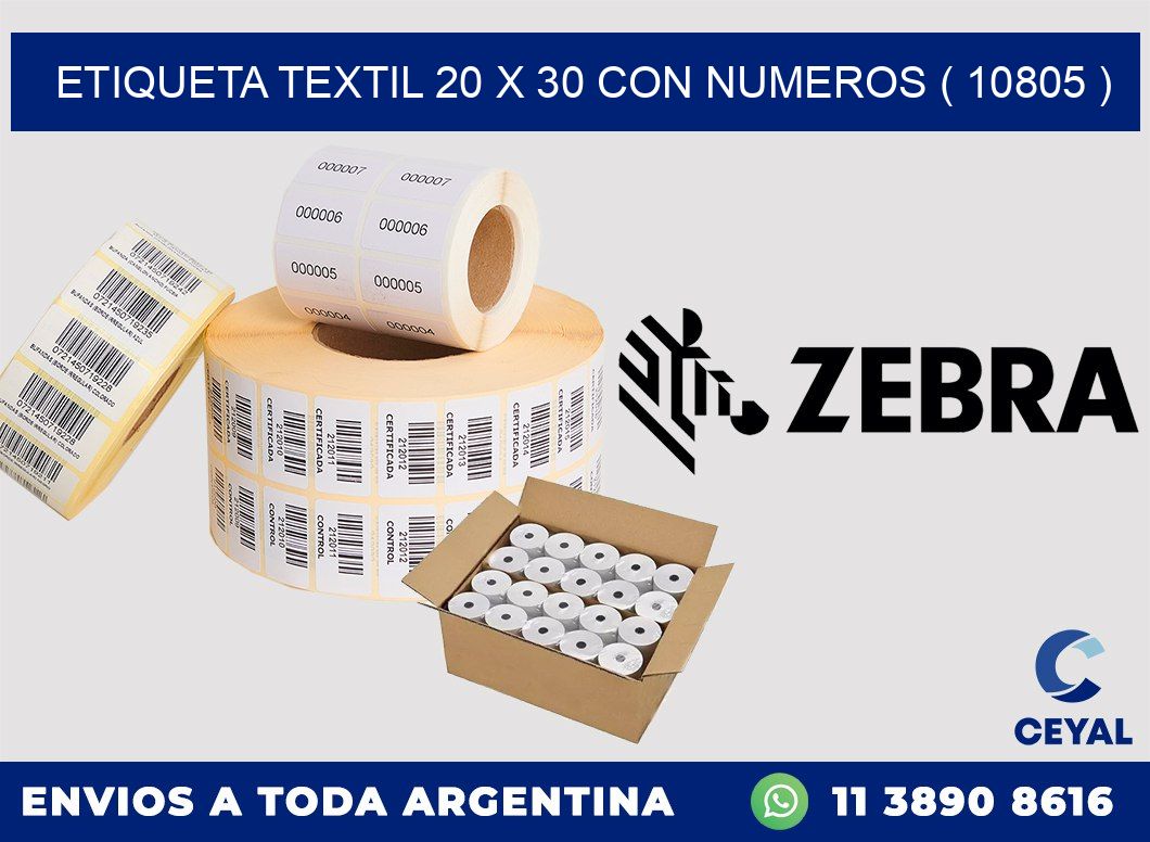 ETIQUETA TEXTIL 20 X 30 CON NUMEROS ( 10805 )