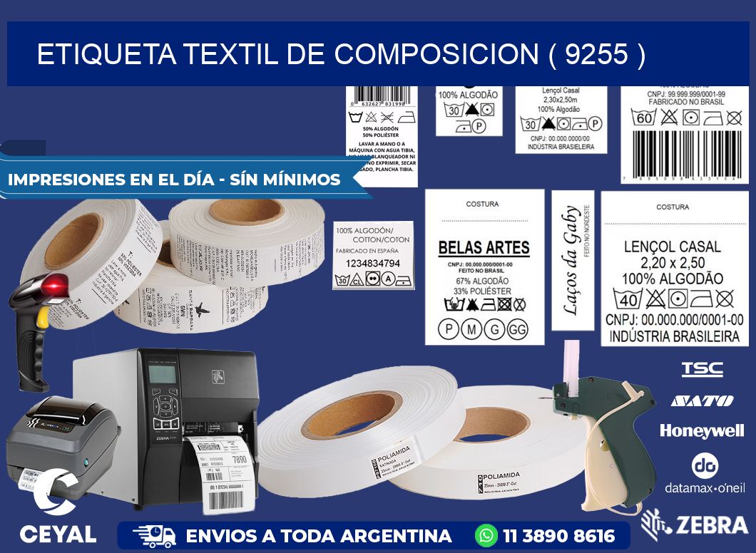 ETIQUETA TEXTIL DE COMPOSICION ( 9255 )