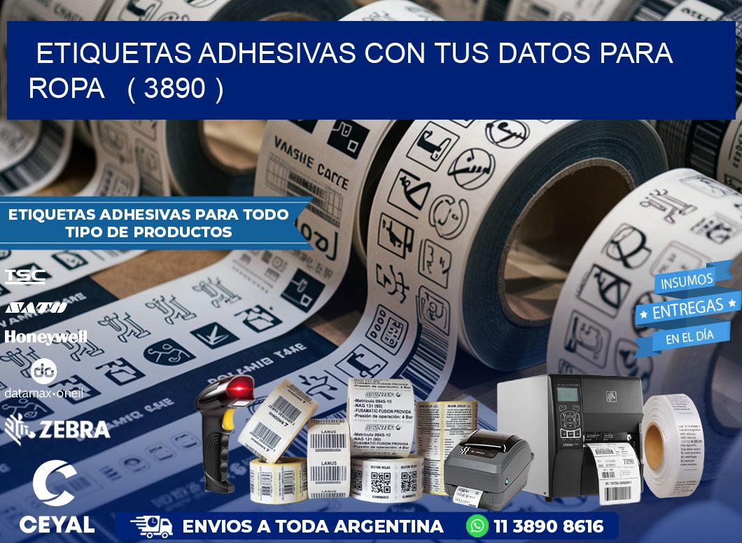 ETIQUETAS ADHESIVAS CON TUS DATOS PARA ROPA   ( 3890 )