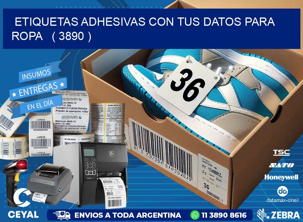 ETIQUETAS ADHESIVAS CON TUS DATOS PARA ROPA   ( 3890 )