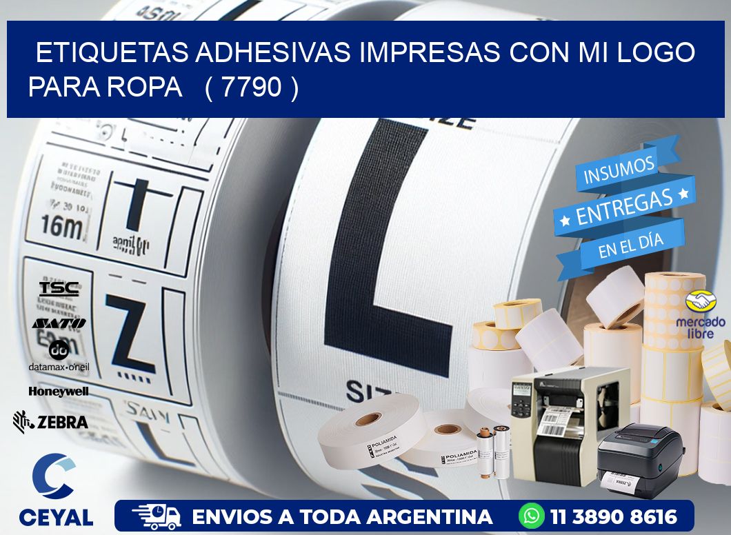 ETIQUETAS ADHESIVAS IMPRESAS CON MI LOGO PARA ROPA ( 7790 )