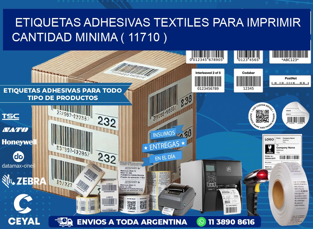 ETIQUETAS ADHESIVAS TEXTILES PARA IMPRIMIR CANTIDAD MINIMA ( 11710 )