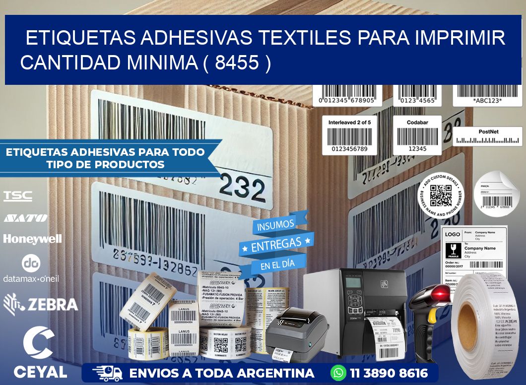 ETIQUETAS ADHESIVAS TEXTILES PARA IMPRIMIR CANTIDAD MINIMA ( 8455 )