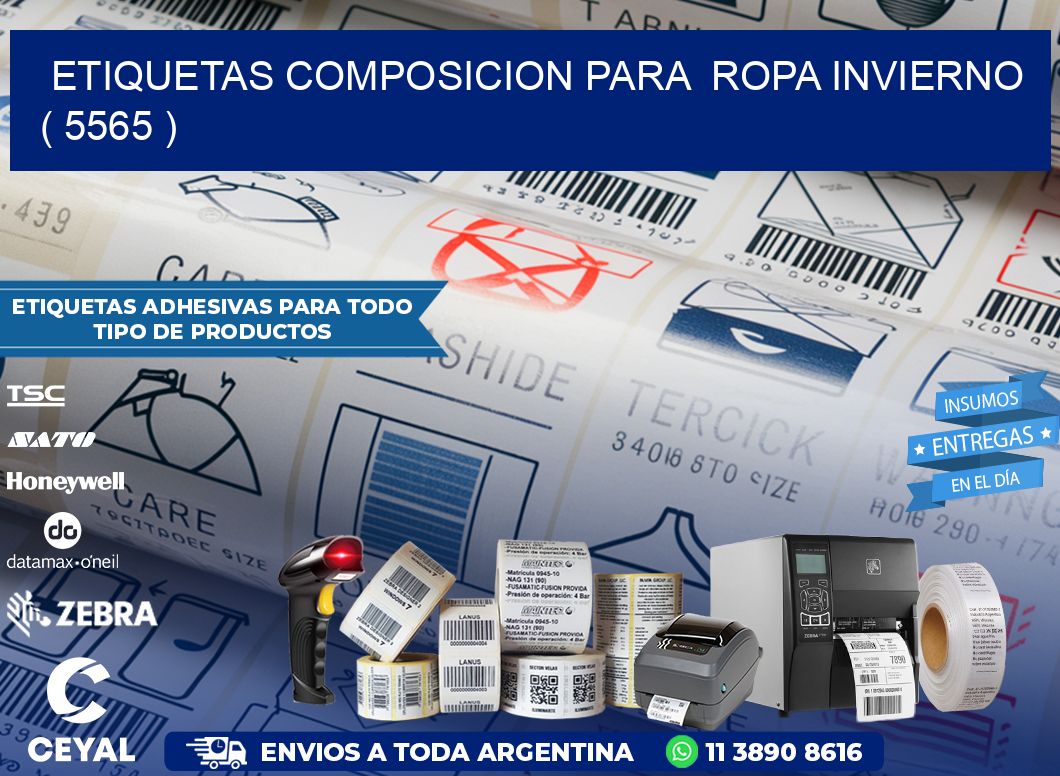 ETIQUETAS COMPOSICION PARA  ROPA INVIERNO   ( 5565 )