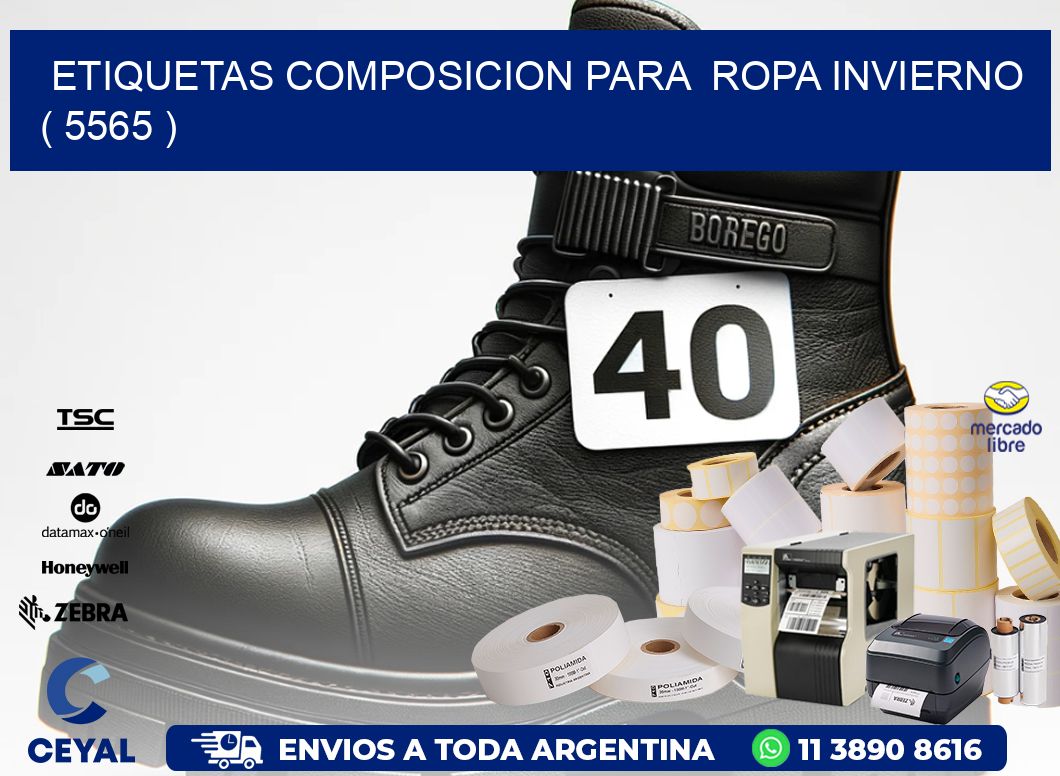 ETIQUETAS COMPOSICION PARA  ROPA INVIERNO   ( 5565 )