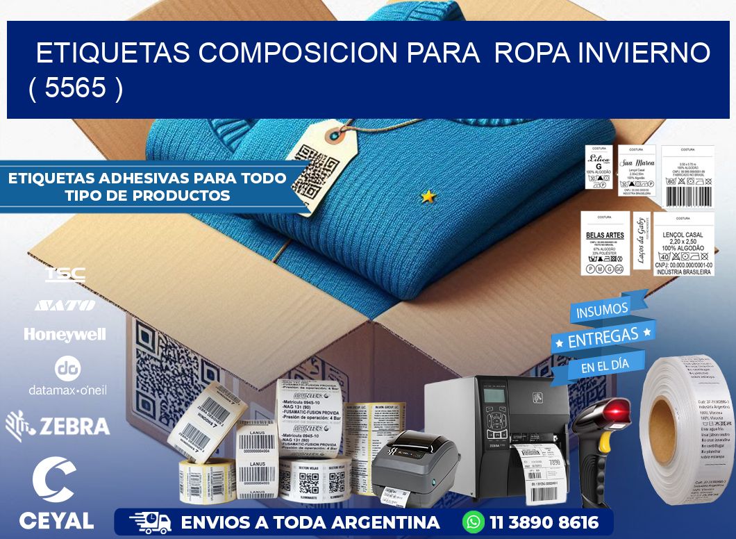 ETIQUETAS COMPOSICION PARA  ROPA INVIERNO   ( 5565 )