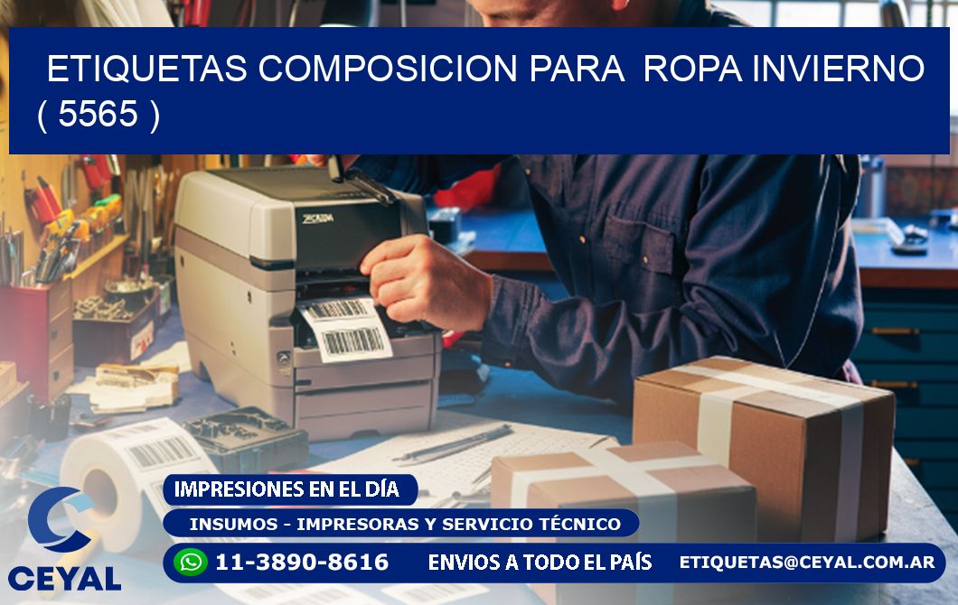 ETIQUETAS COMPOSICION PARA  ROPA INVIERNO   ( 5565 )